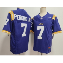 Men LSU Tigers #7 Harold Perkins Purple Stitched F U S E NCAA Jersey