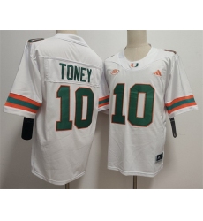 Men Miami Hurricanes 10 Malachi Toney White Stitched Football Jersey