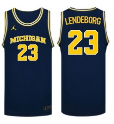 Men Michigan Wolverines Yaxel Lendeborg #23 Navy NCAA Basketball Jersey