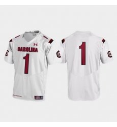 Men South Carolina Gamecocks 1 White Replica College Football Jersey