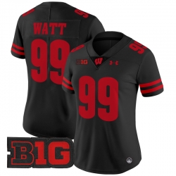 Women Wisconsin Badgers 99 J J Watt Black 2024 Vapor Limited Jersey All Stitched