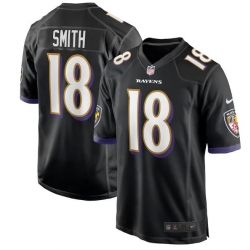 Men Baltimore Ravens #18 Roque Smith Black Vapor Limited Stitched Jersey