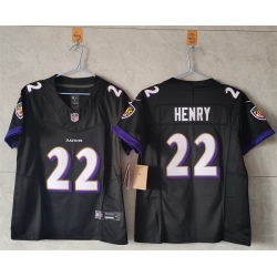 Women Baltimore Ravens 22 Derrick Henry Black Vapor Football Jersey 