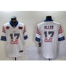 Men Buffalo Bills 17 Josh Allen White 2019 USA Flag Fashion Limited Stitched Football Jersey 2