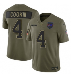 Men Buffalo Bills 4 James Cook III Olive 2025 F U S E  Salute to Service Limited Stitched Football Jersey