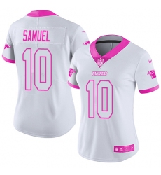 Nike Panthers #10 Curtis Samuel White Pink Womens Stitched NFL Limited Rush Fashion Jersey