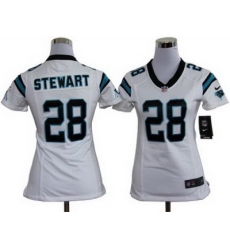 Women Nike Carolina Panthers #28 Jonathan Stewart White Nike NFL Jerseys
