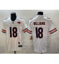 Men Chicago Bears 18 Caleb Williams White F U S E  With Illinois and VMH Patch Stitched Football Jersey