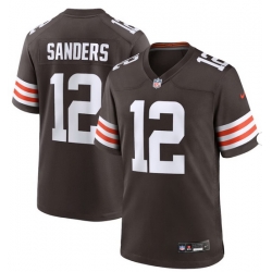 Men's Nike Shedeur Sanders Brown Cleveland Browns #12 2025 Draft Game Jersey