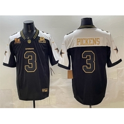 Men Dallas Cowboys 3 George pickens Black Gold 2025 F U S E  With 5x Super Bowl Champions  26 Established In 1960 Patch Vapor Limited Stitched Football Jer