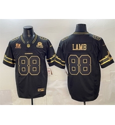 Men Dallas Cowboys 88 CeeDee Lamb Black Gold 2025 F U S E  With 5x Super Bowl Champions  26 Established In 1960 Patch Vapor Limited Stitched Football Jerse