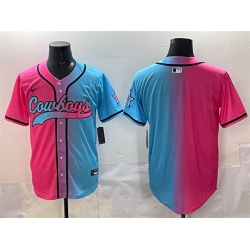 Men Dallas Cowboys Blank Pink Blue Limited Stitched Baseball Jersey