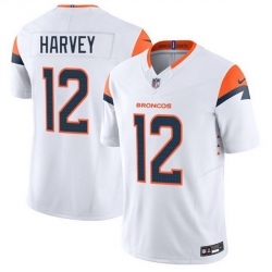 Men Denver Broncos 12 RJ Harvey White 2025 F U S E  Vapor Limited Stitched Football Jersey