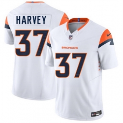 Men Denver Broncos 37 RJ Harvey White 2025 Draft F U S E  Vapor Limited Stitched Football Jersey