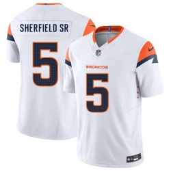 Men Denver Broncos 5 Trent Sherfield Sr White 2024 F U S E  Vapor Limited Stitched Football Jersey