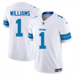 Men Detroit Lions 1 Jameson Williams White 2025 F U S E  Vapor Limited Stitched Jersey
