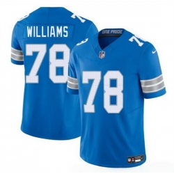 Men Detroit Lions 78 Tyleik Williams Blue 2025 Draft F U S E  Vapor Limited Stitched Jersey