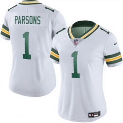 Women Green Bay Packers 1 Micah Parsons White 2025 Vapor Untouchable Limited Stitched Football Jersey