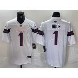 Men Houston Texans 1 Stefon Diggs White Vapor Untouchable Stitched Football Jersey