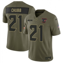 Men Houston Texans 21 Nick Chubb Olive 2025 F U S E  Salute to Service Limited Stitched Football Jersey