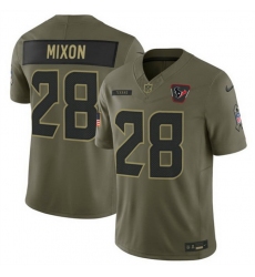 Men Houston Texans 28 Joe Mixon Olive 2025 F U S E  Salute to Service Limited Stitched Football Jersey