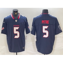 Men Houston Texans 5 Jalen Pitre Navy F U S E  Vapor Limited Stitched Football Jersey
