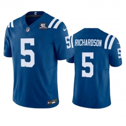 Men Indianapolis Colts 5 Anthony Richardson Blue 2023 F U S E 40th Anniversary Vapor Untouchable Stitched Football Jersey