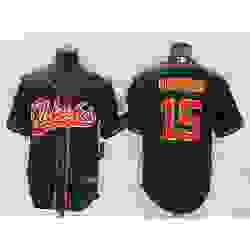 Men Kansas City Chiefs 15 Patrick Mahomes Black Cool Base Stitched Baseball Jersey