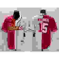 Men Kansas City Chiefs 15 Patrick Mahomes Red White Split With Patch Cool Base Stitched Baseball Jersey