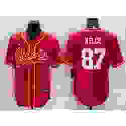 Men Kansas City Chiefs 87 Travis Kelce Red Cool Base Stitched Baseball Jersey