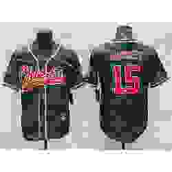 Men Kansas City Chiefs Blank 15 Patrick Mahomes Grey Navy Camo With Patch Cool Base Stitched Baseball Jersey