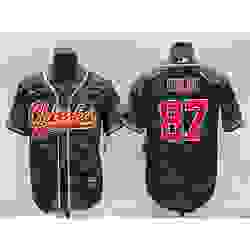 Men Kansas City Chiefs Blank 87 Travis Kelce Grey Navy Camo With Patch Cool Base Stitched Baseball Jersey