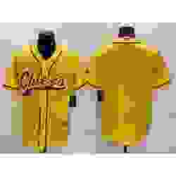 Men Kansas City Chiefs Blank Gold With Patch Cool Base Stitched Baseball Jersey