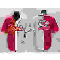 Men Kansas City Chiefs Red White Team Big Logo With Patch Cool Base Stitched Baseball Jersey