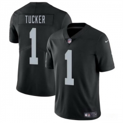 Men Las Vegas Raiders 1 Tre Tucker Black 2025 Vapor Stitched Football Jersey
