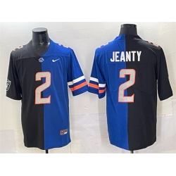 Men Las Vegas Raiders X Broncos 2 Ashton Jeanty Black Blue Split Limited Stitched Football Jersey
