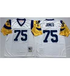 Mitchell&Ness Rams 75 Deacon Jones White Throwback Stitched NFL Jersey