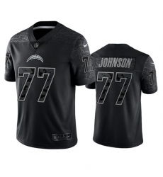 Men Los Angeles Chargers 77 Zion Johnson Black Reflective Limited Stitched Football Jersey