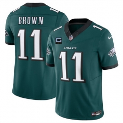 Men Philadelphia Eagles 11 A J  Brown Green 2025 F U S E  With 3 Star C Patch Vapor Untouchable Limited Stitched Football Jersey