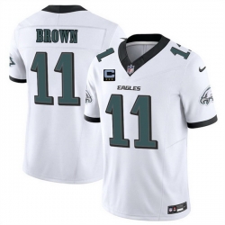 Men Philadelphia Eagles 11 A J  Brown White 2025 F U S E  With 3 Star C Patch Vapor Untouchable Limited Stitched Football Jersey