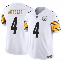 Men Pittsburgh Steelers 4 DK Metcalf White 2024 F U S E  Vapor Untouchable Limited Stitched Jersey