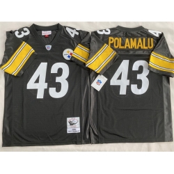 Men Pittsburgh Steelers 43 Troy Polamalu Black Stitched Football Jersey