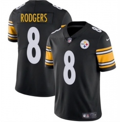 Men Pittsburgh Steelers 8 Aaron Rodgers Black 2025 Vapor Limited Stitched Football Jersey
