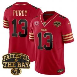 Men San Francisco 49ers 13 Brock Purdy Red 2025 F U S E  1 Star C With Faithful To The Bay Patch Limited V8 Stitched Football Jersey