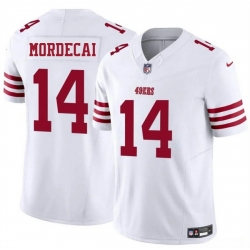 Men San Francisco 49ers 14 Tanner Mordecai White 2025 F U S E  Vapor Untouchable Limited Stitched Football Jersey