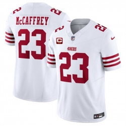 Men San Francisco 49ers 23 Christian McCaffrey White 2025 F U S E  With 2 Star C Patch Vapor Untouchable Limited Stitched Football Jersey