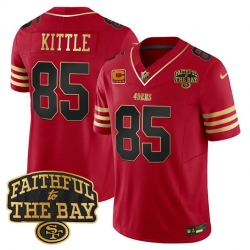 Men San Francisco 49ers 85 George kittle Red 2025 F U S E  4 Star C With Faithful To The Bay Patch Limited V8 Stitched Football Jersey