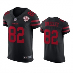 Nike San Francisco 49ers 82 Ross Dwelley Black Alternate Men 75th Anniversary Stitched NFL Vapor Untouchable Elite Jersey
