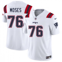 Men New England Patriots 76 Morgan Moses White 2025 F U S E  Vapor Limited Stitched Football Jersey
