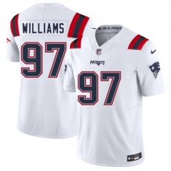 Men New England Patriots 97 Milton Williams White 2025 F U S E  Vapor Limited Stitched Football Jersey